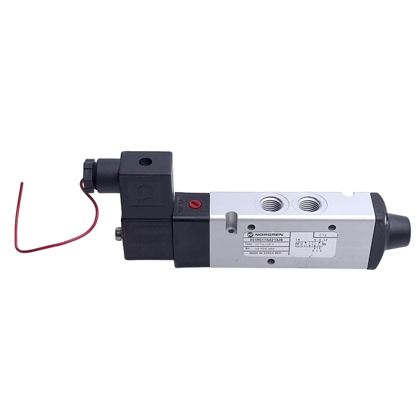 Used Norgren V61R517AA213JB Solenoid Valve, 1/4in NPT, 5/2-Way, 145psi, 24VDC Coil