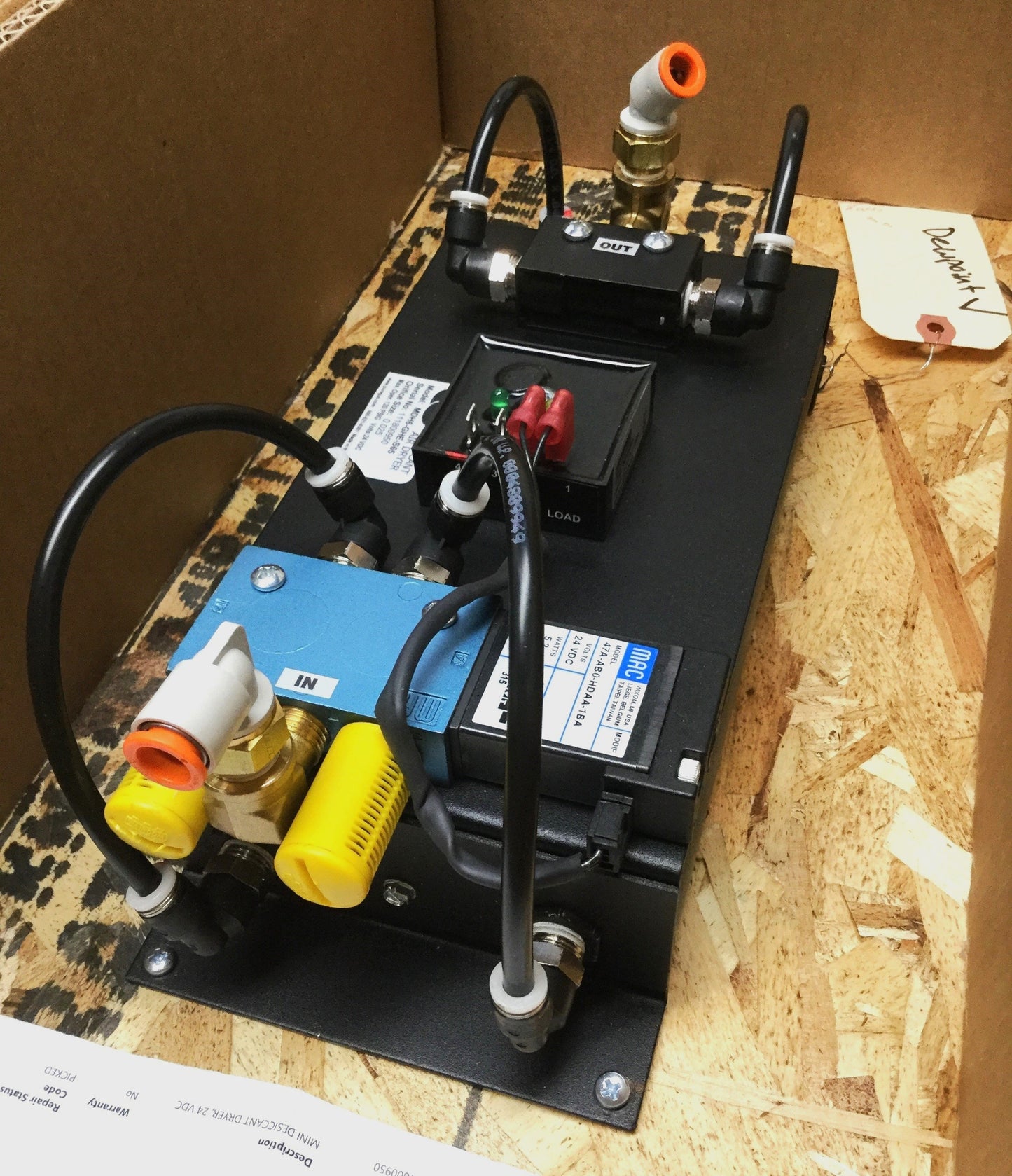 Used Puregas Altec MDH6-GHE-S65 Miniature Compressed Desiccant Air Dryer 24VDC 120psi