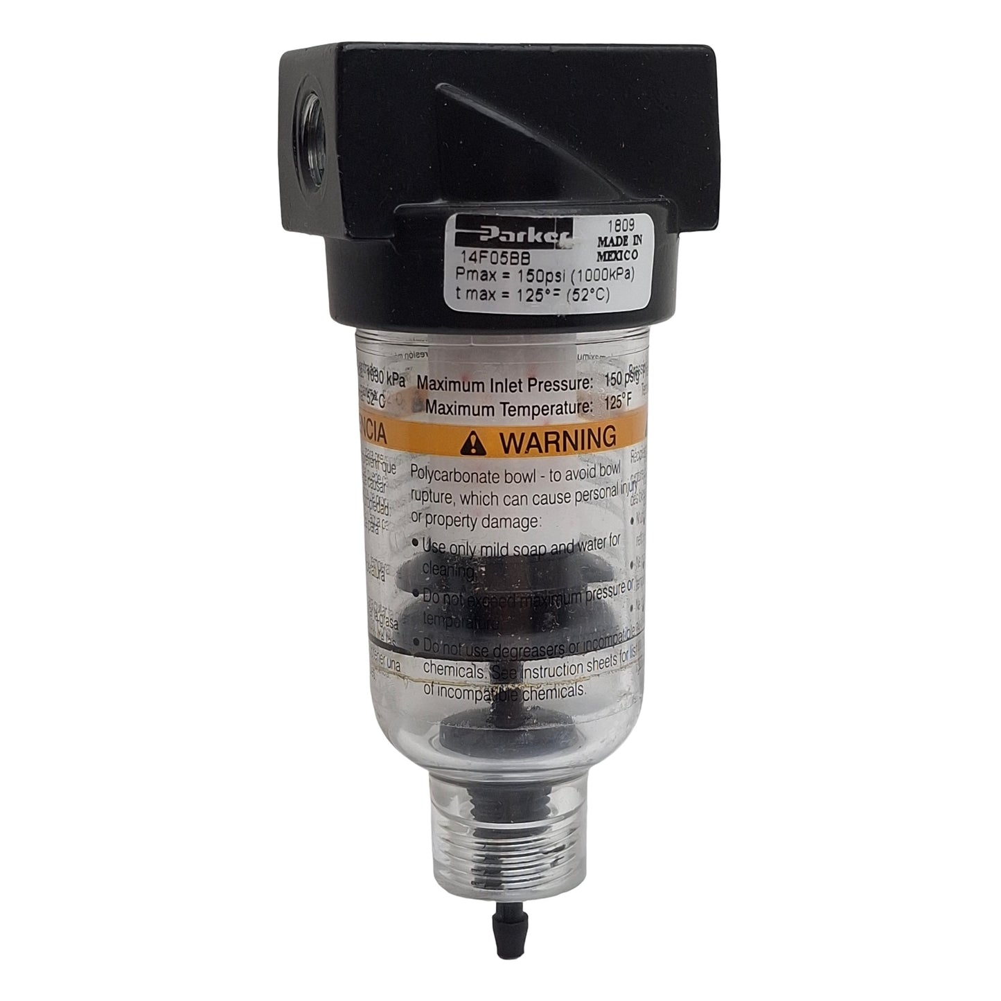Used Parker 14F05BB Particulate Filter Regulator, 1/8in NPT, 150psi, 22scfm, 5µm