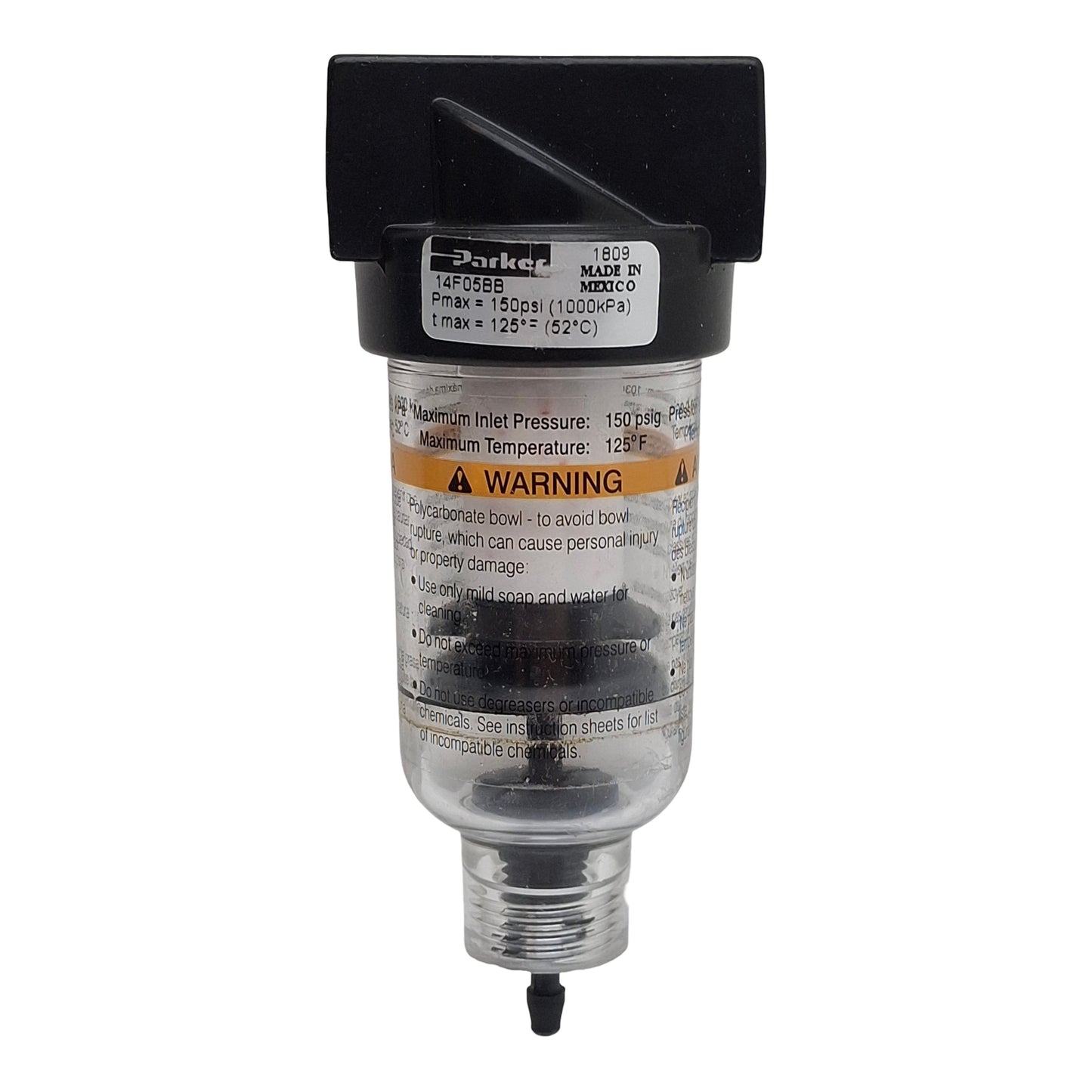 Used Parker 14F05BB Particulate Filter Regulator, 1/8in NPT, 150psi, 22scfm, 5µm