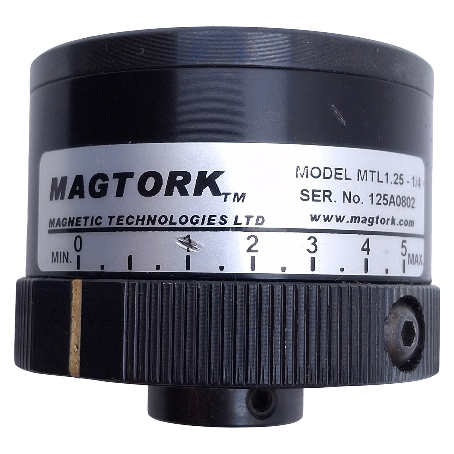 Used Magtork MTL1.25-1/4 Hysteresis Clutch 0.063-1.25lb-in Torque, ø0.250in ID
