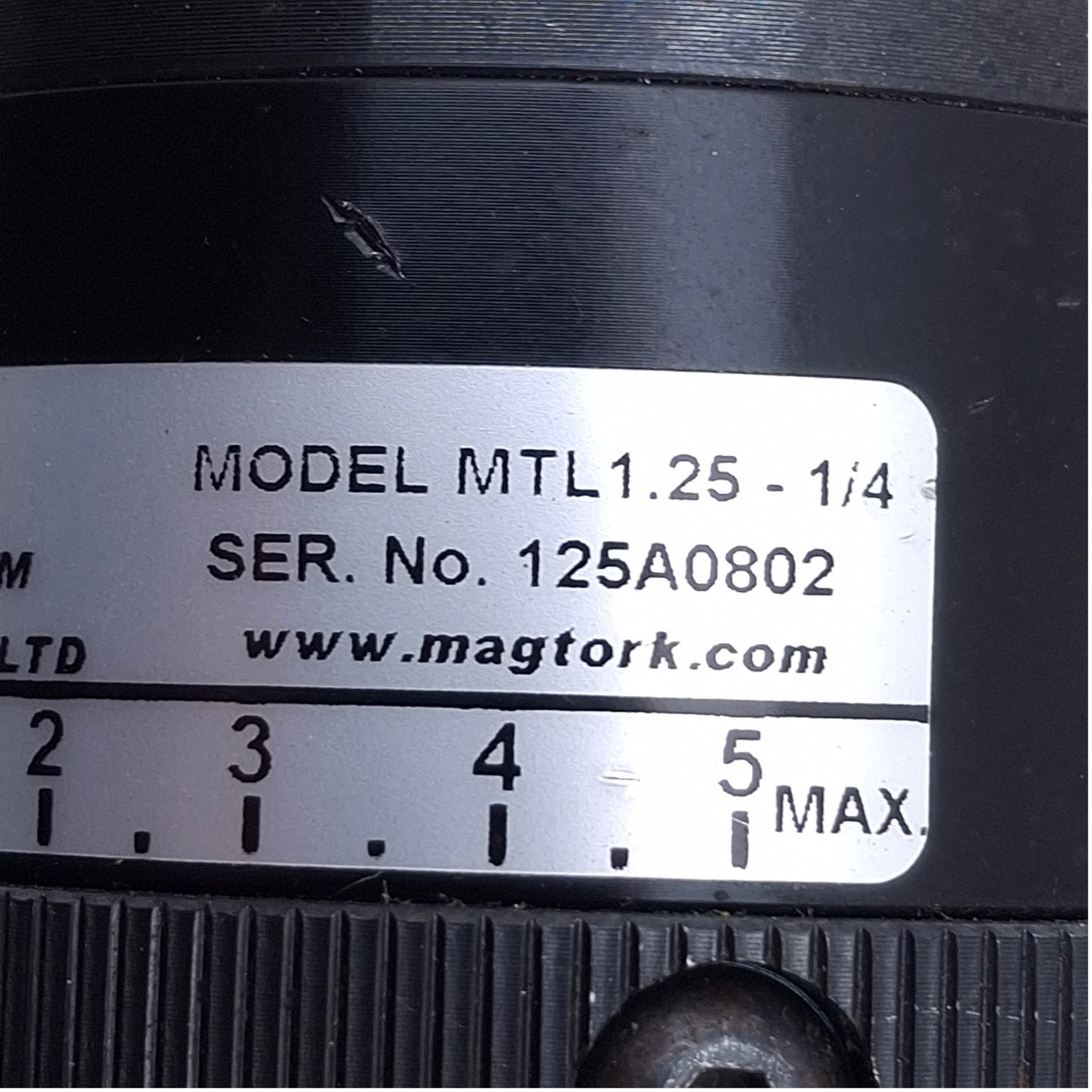 Used Magtork MTL1.25-1/4 Hysteresis Clutch 0.063-1.25lb-in Torque, ø0.250in ID