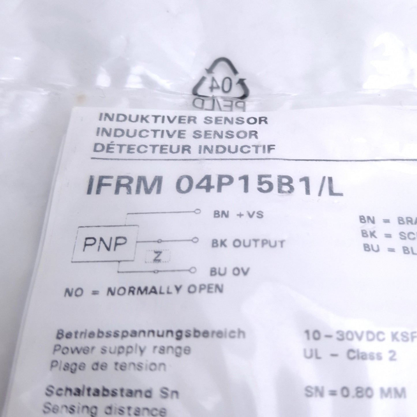 New Baumer IFRM04P15B1/L Proximity Switch, 0.8mm Range, PNP NO, 6-30VDC, M4 x 0.5