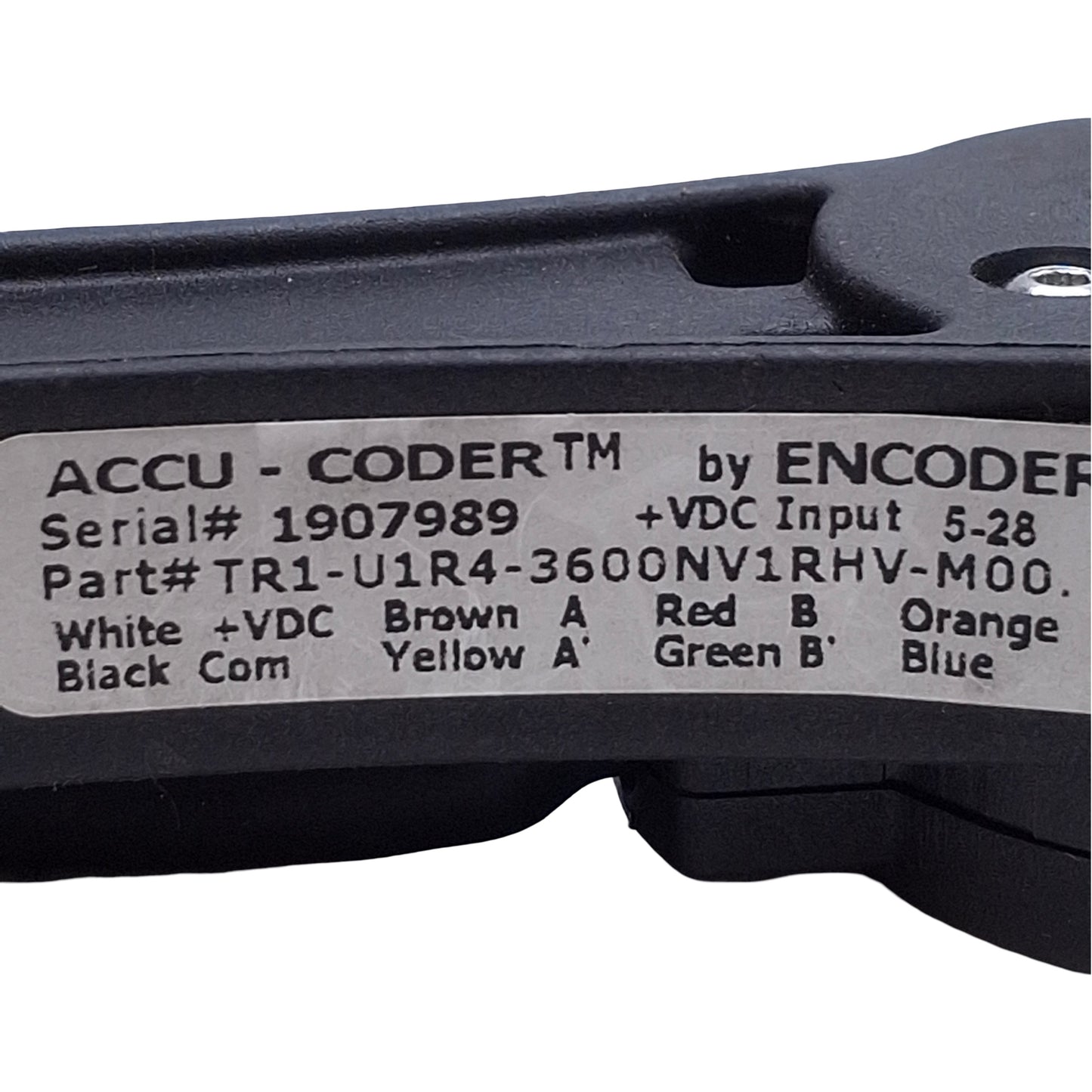 Used EPC Accu-Coder TR1-U1R4-3600NV1RHV-M00 Tru-Trac Wheel Encoder 5-28VDC, 3600PPR
