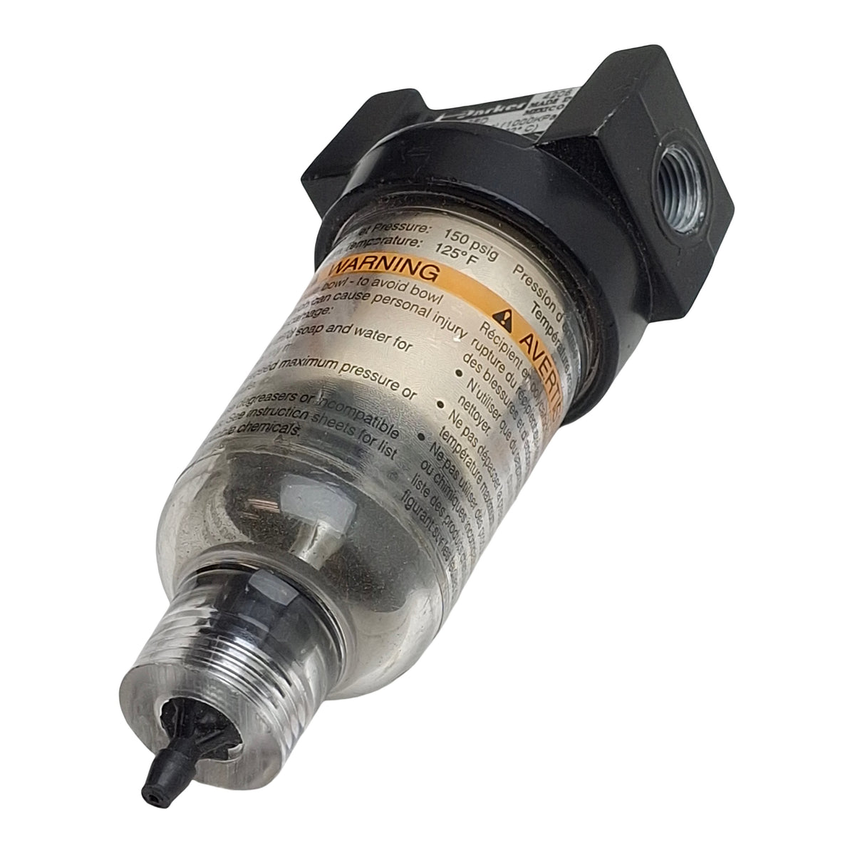 Used Parker 10F05ED Coalescing Filter, 1/8in NPT, 150psi, 17scfm, 6µm Filtration