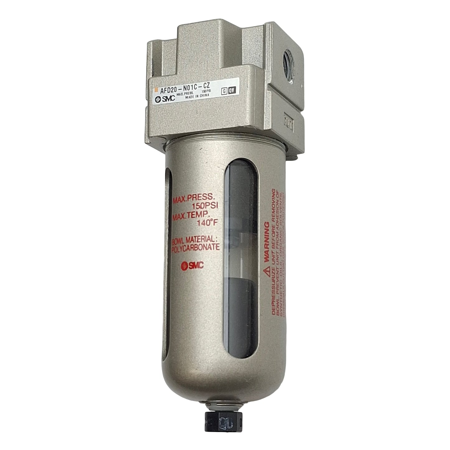 Used SMC AFD20-N01C-CZ Micro Mist Separator, N.C, 1/8in NPT, 150psi, 120L/min, 0.01µm