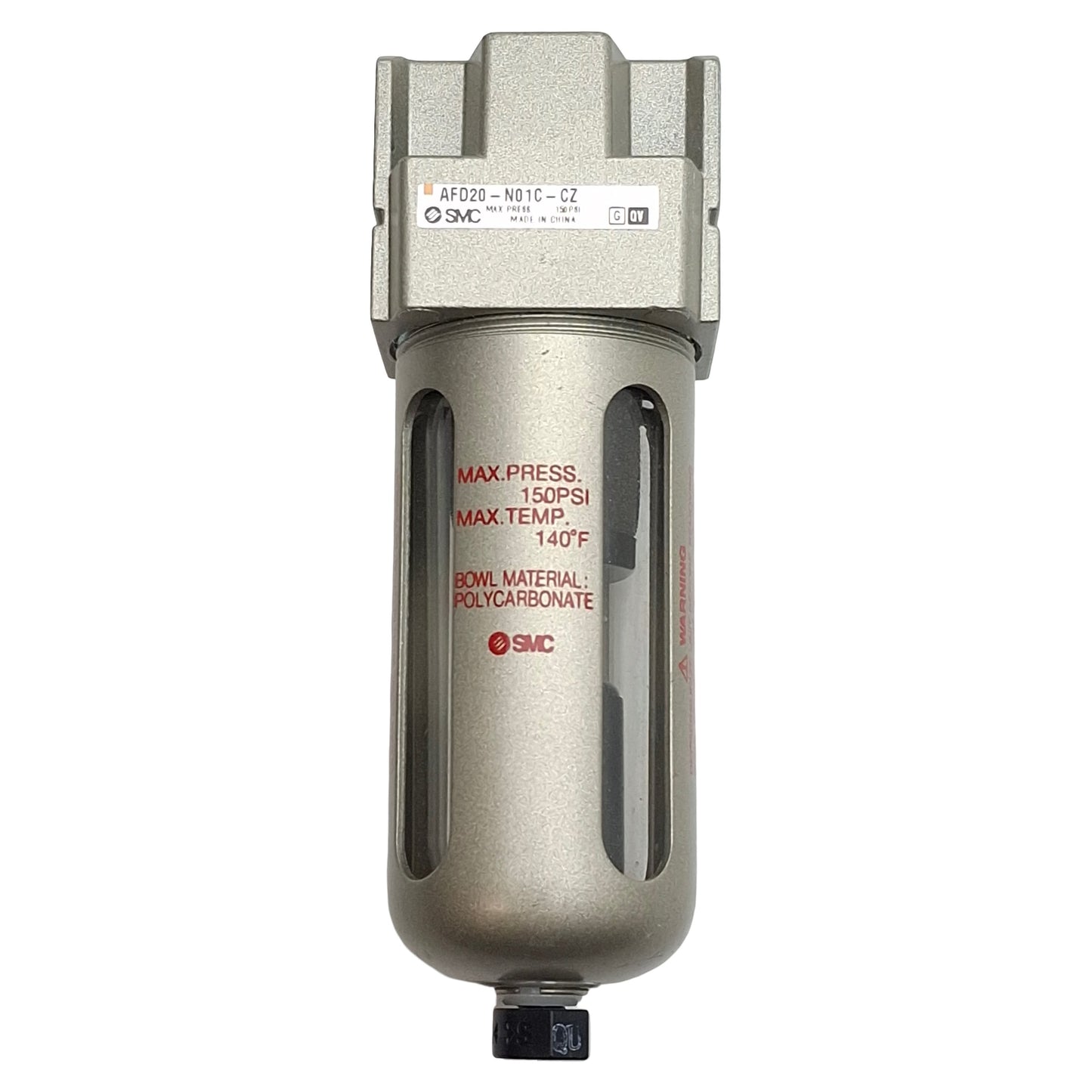 Used SMC AFD20-N01C-CZ Micro Mist Separator, N.C, 1/8in NPT, 150psi, 120L/min, 0.01µm