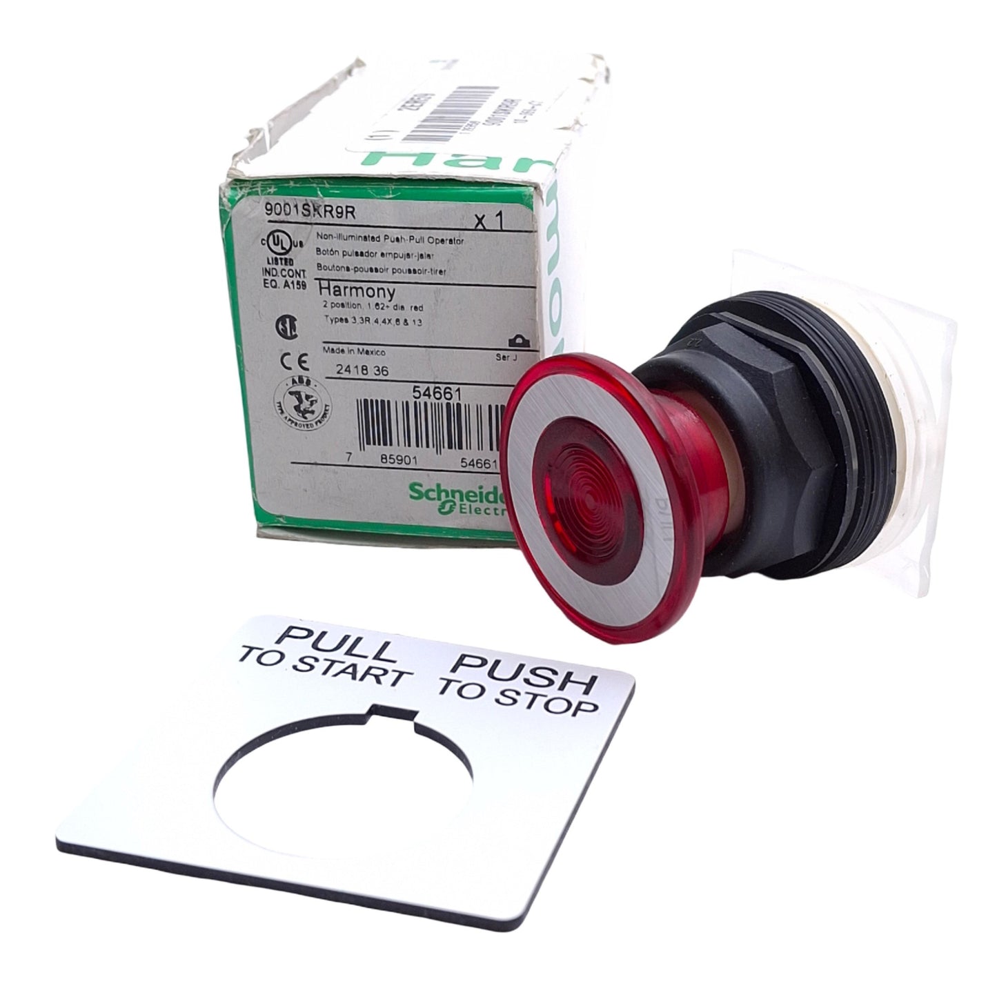 New Schneider Electric Square D 9001SKR9R E-Stop Push-Pull Button Operator, ø30mm