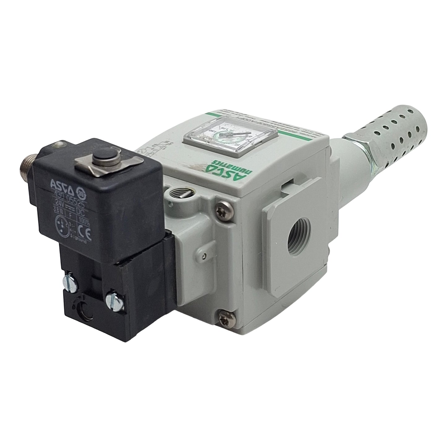 Used Asco 8652A5S83FA00F1 Pneumatic Solenoid Valve, 145psi Max, 3/8in NPT, 24VDC Coil