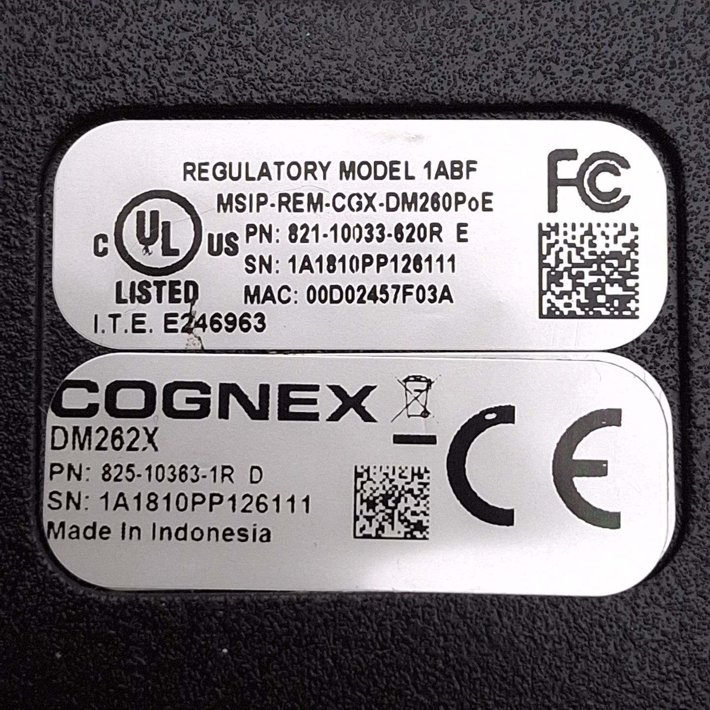 New – Open box Cognex 825-10363-1R DM262X DataMan Fixed-Mount Barcode Scanner, 1280 x 960, PoE