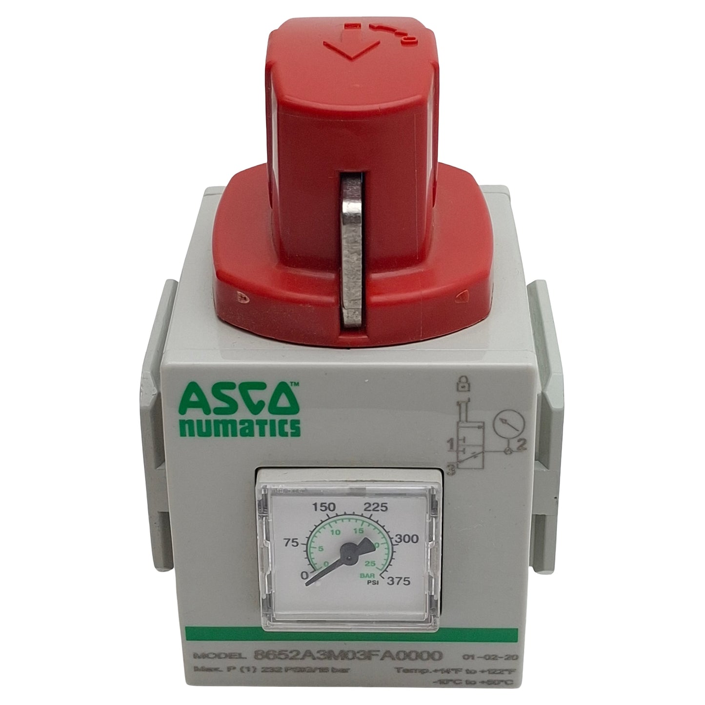 Used Asco 8652A3M03FA0000 Shut-Off Ball Valve, 3/2-Way, 3/8in NPT, 232psi Max