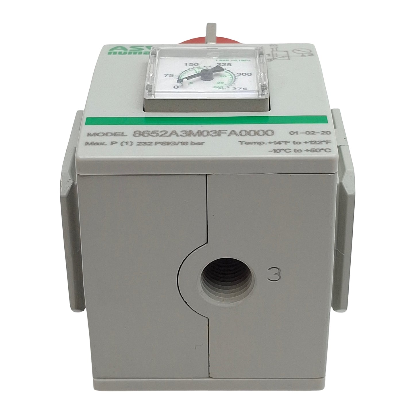 Used Asco 8652A3M03FA0000 Shut-Off Ball Valve, 3/2-Way, 3/8in NPT, 232psi Max