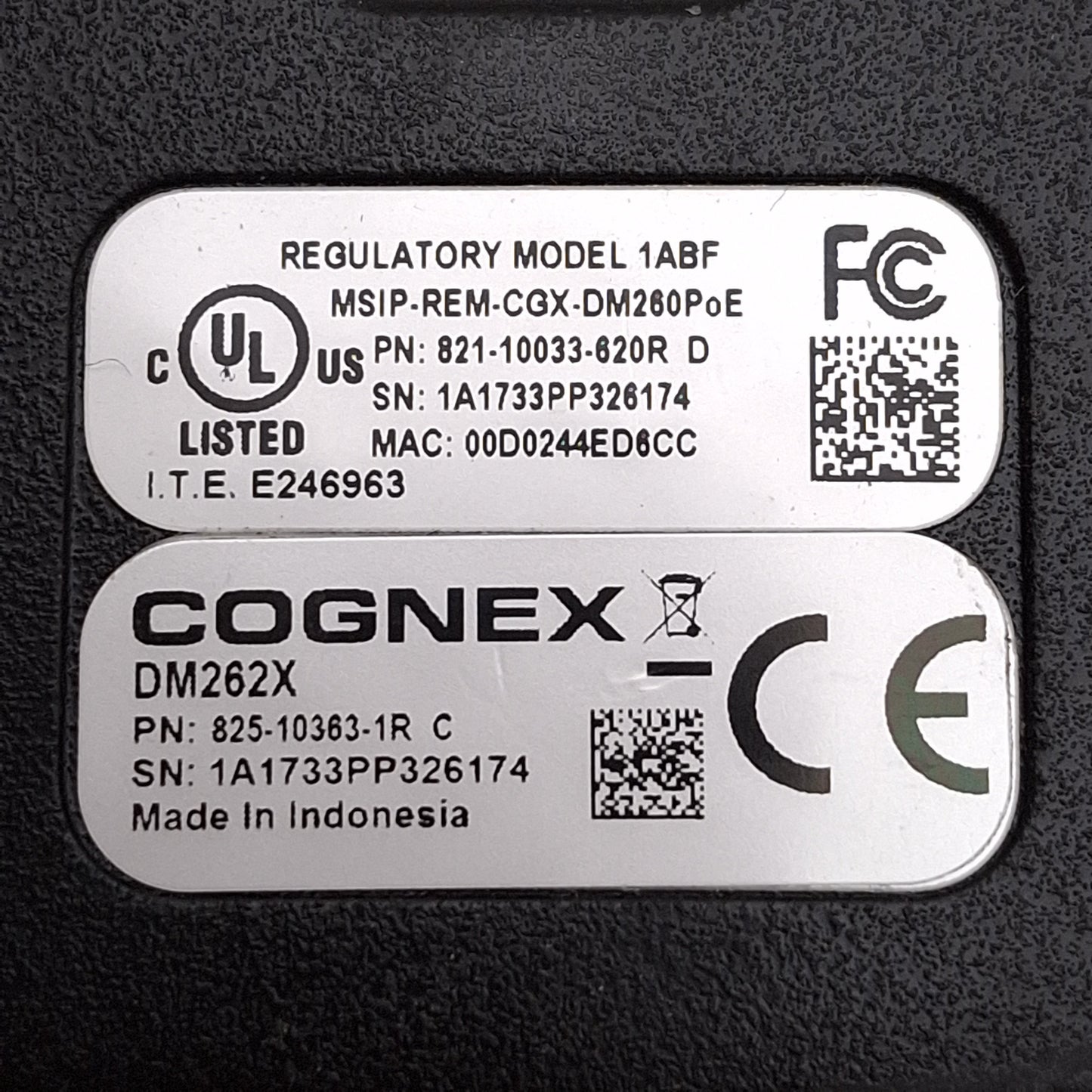 Used Cognex 825-10363-1R DM262X DataMan Fixed-Mount Barcode Scanner, 1280x960, PoE