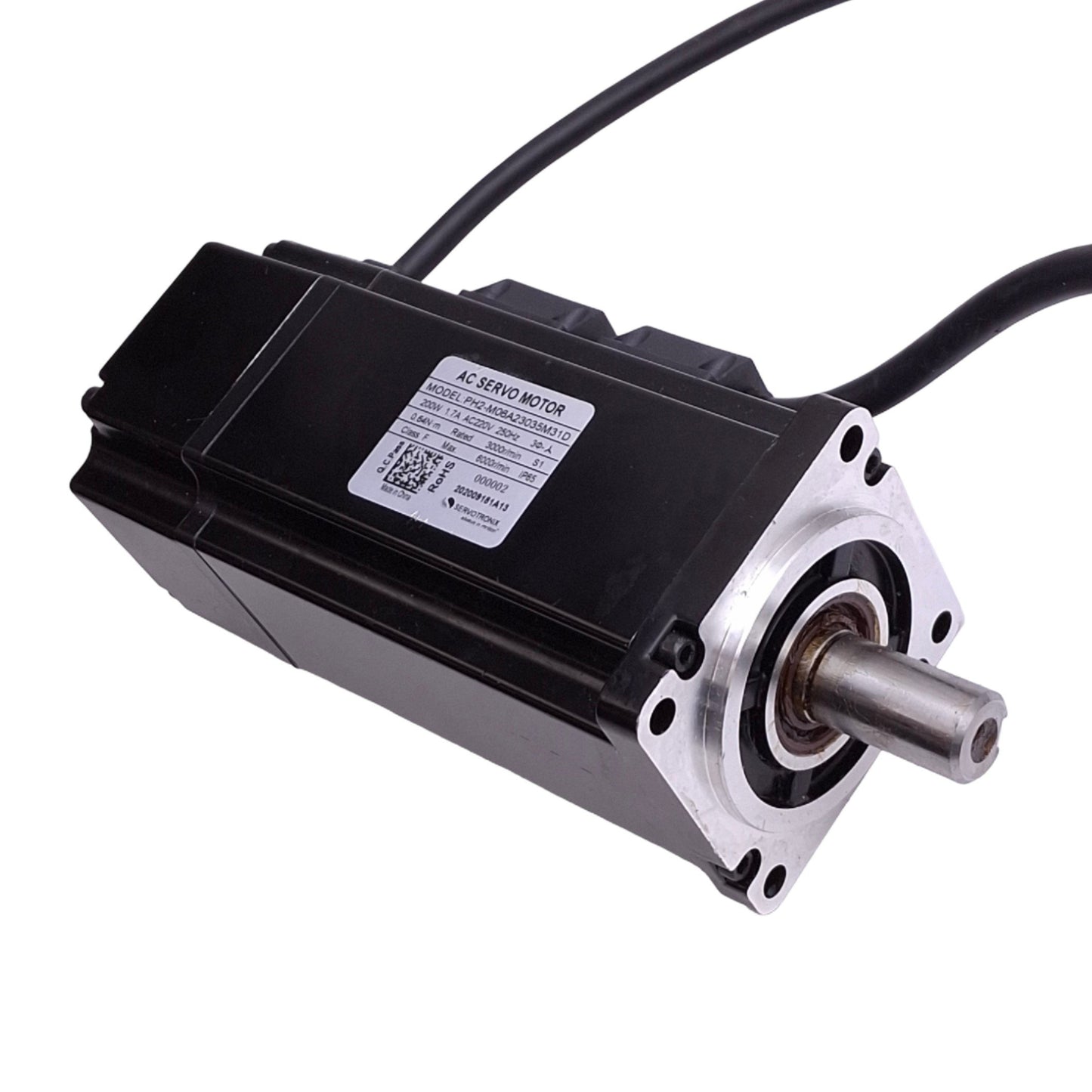 Used SERVOTRONIX PH2-M06A23035M31D AC Servo Motor, 220VAC 1.7A, 200W 6000rpm Max