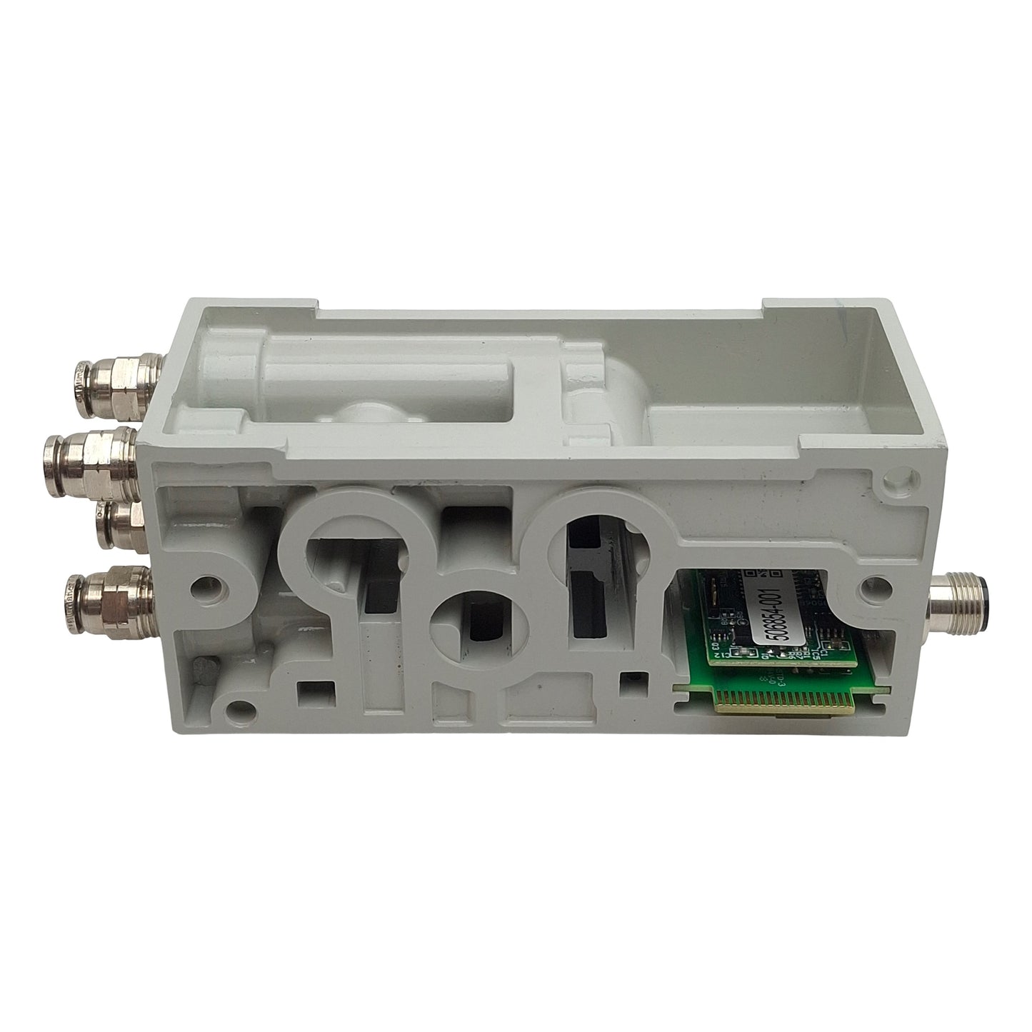 Used Numatics K503AFM42TA0010 Solenoid MidStation Manifold Block 1/4" Tube, 4-Pin M12