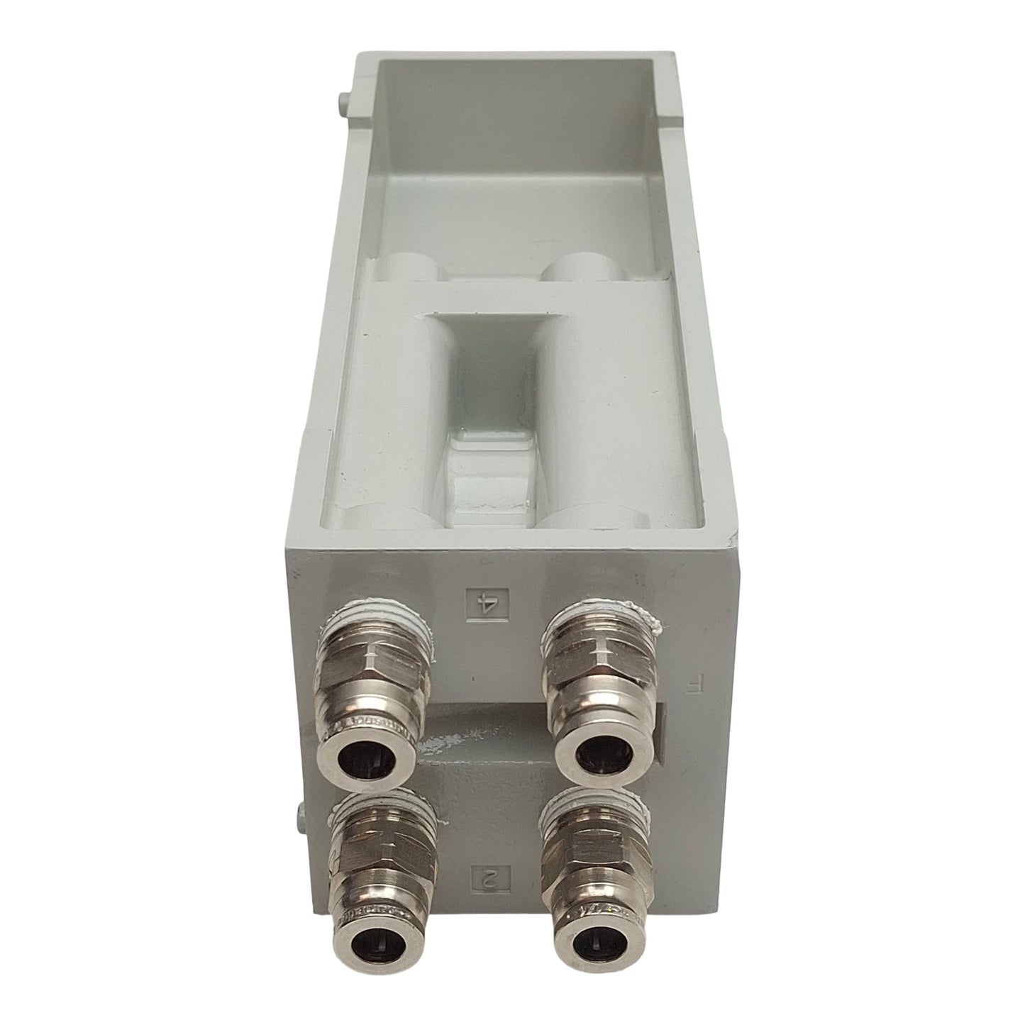 Used Numatics K503AFM42TA0010 Solenoid MidStation Manifold Block 1/4" Tube, 4-Pin M12
