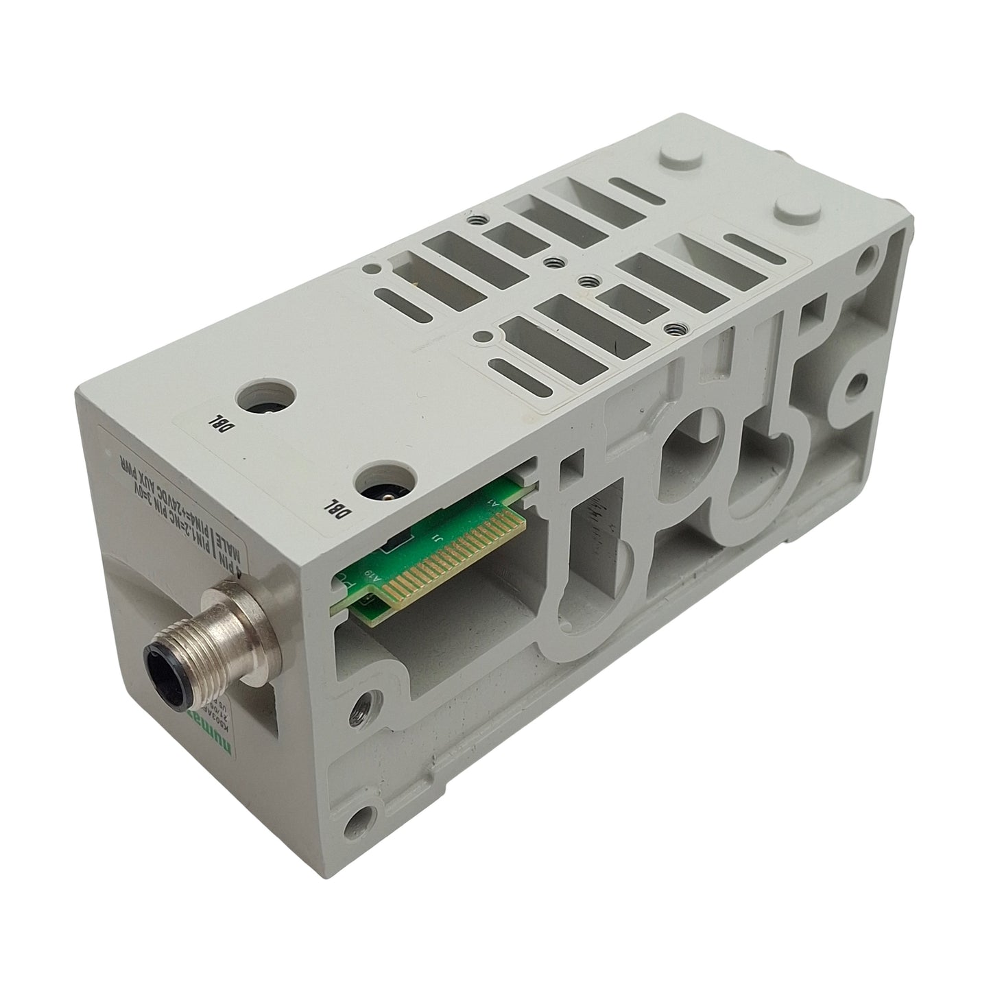 Used Numatics K503AFM42TA0010 Solenoid MidStation Manifold Block 1/4" Tube, 4-Pin M12