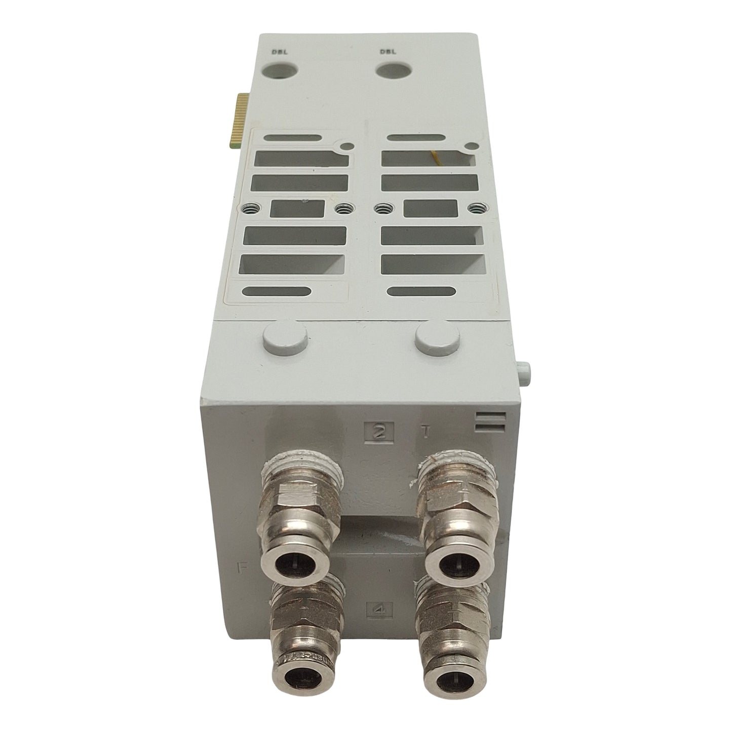 Used Numatics K503AFM42TA0010 Solenoid MidStation Manifold Block 1/4" Tube, 4-Pin M12