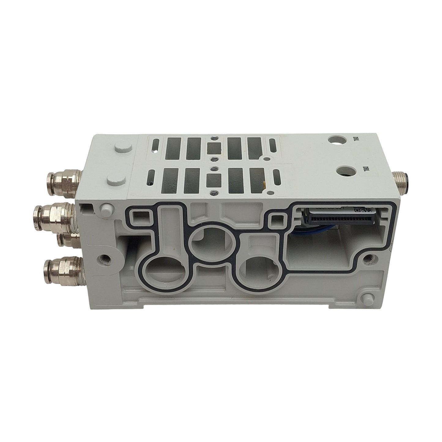 Used Numatics K503AFM42TA0010 Solenoid MidStation Manifold Block 1/4" Tube, 4-Pin M12