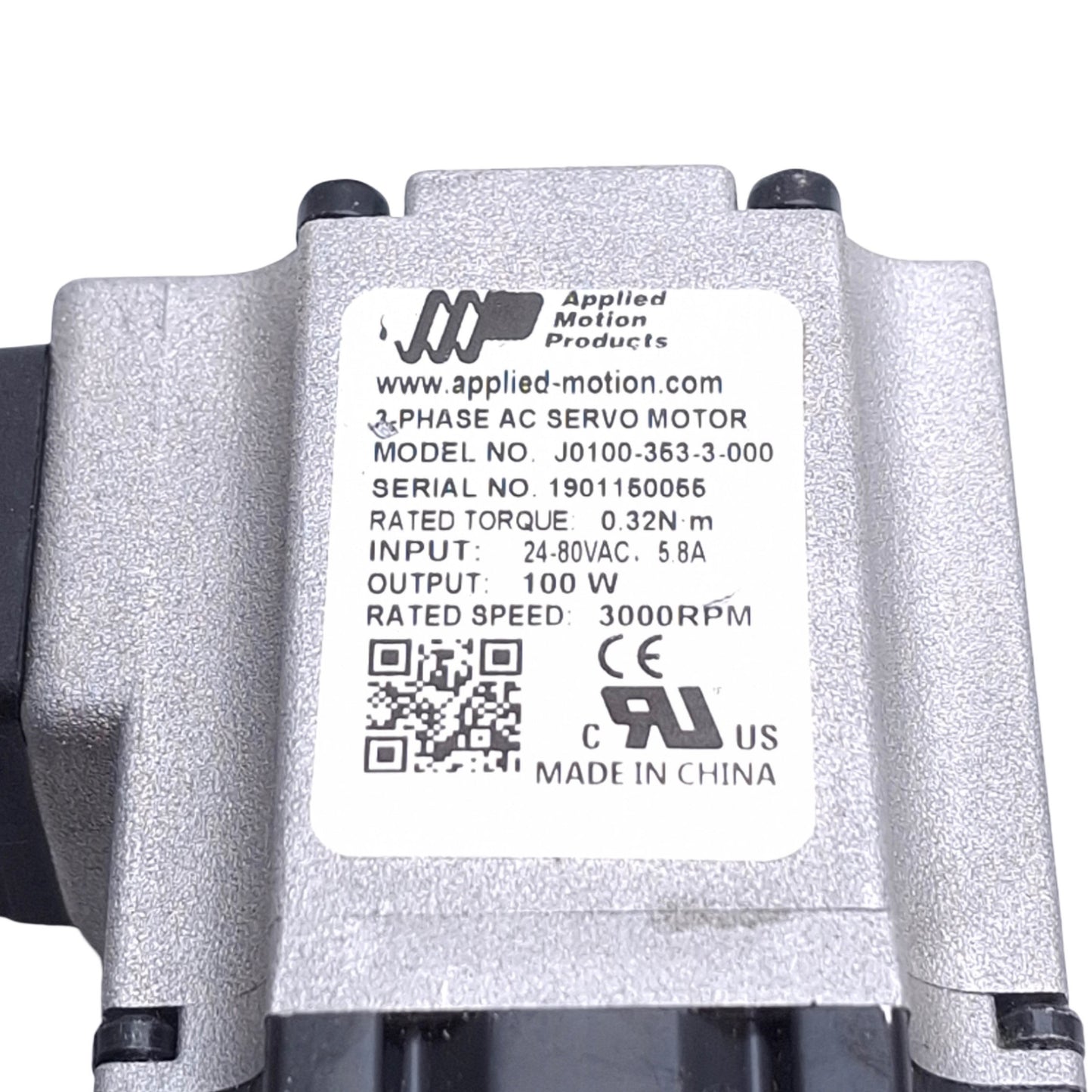 Used Applied Motion J0100-353-3-000 Servo Motor, 40mm Frame, 24-80VAC 3-Ph 5.8A