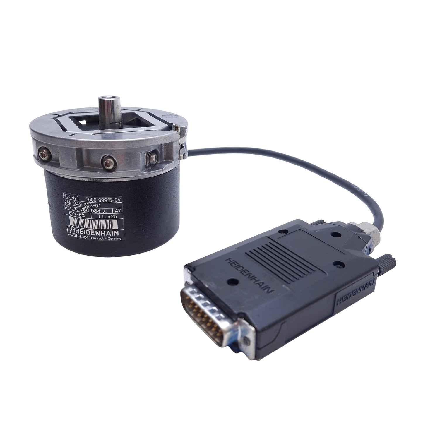 Used Heidenhain ERN 471 5000 93S15-0V Rotary Encoder 5V±5%, ø9mm Shaft, 0.5ft Cable