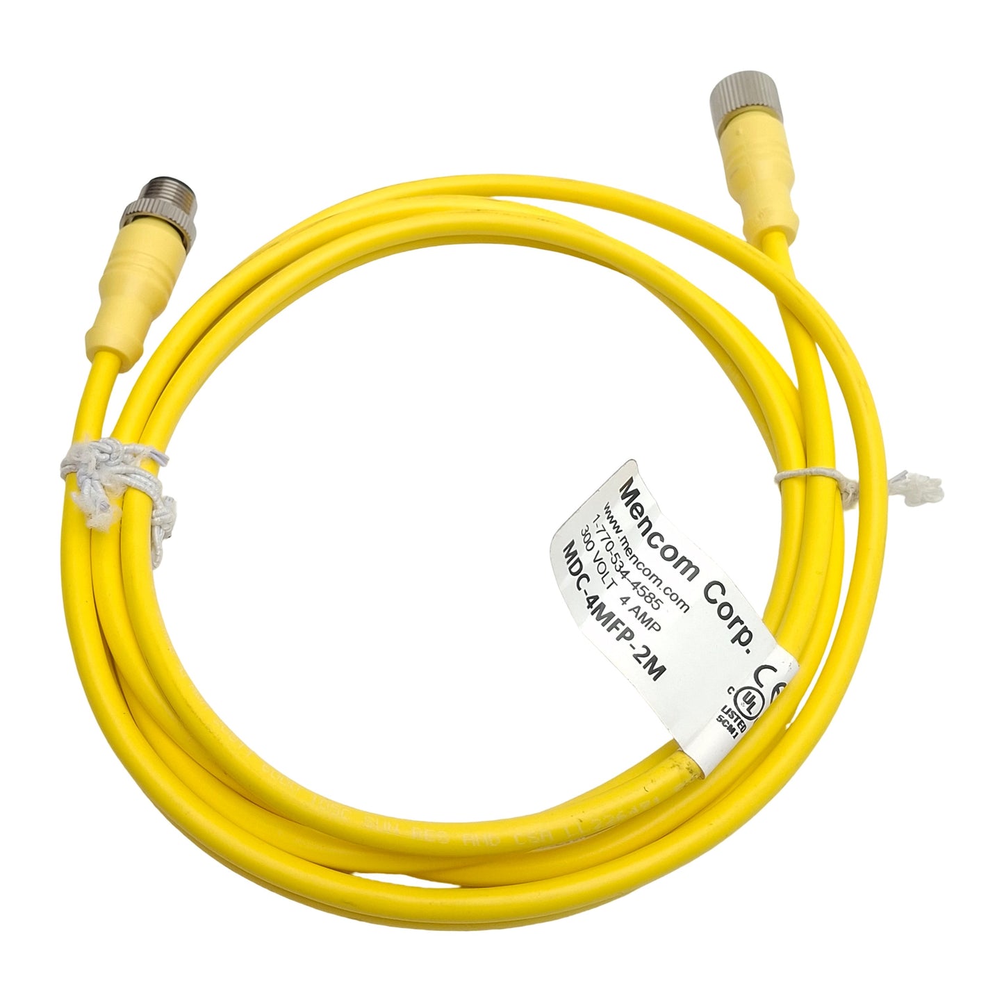 New Mencom MDC-4MFP-2M Cordset, 4-Pin M12 Male to Female, 4A 300VAC/DC, 2m Long