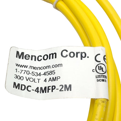 New Mencom MDC-4MFP-2M Cordset, 4-Pin M12 Male to Female, 4A 300VAC/DC, 2m Long