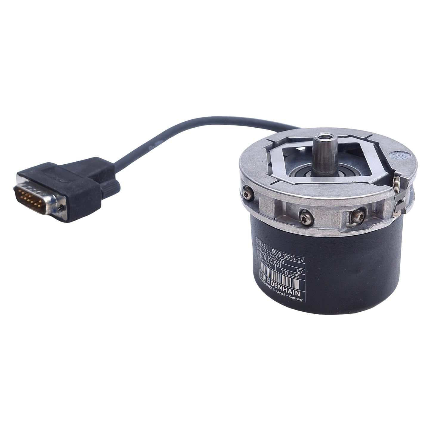 Used Heidenhain ERN 471 5000 16S15-0V Rotary Encoder 5V±5%, ø9mm Shaft, 1ft Cable