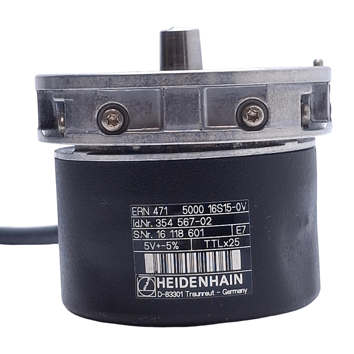 Used Heidenhain ERN 471 5000 16S15-0V Rotary Encoder 5V±5%, ø9mm Shaft, 1ft Cable