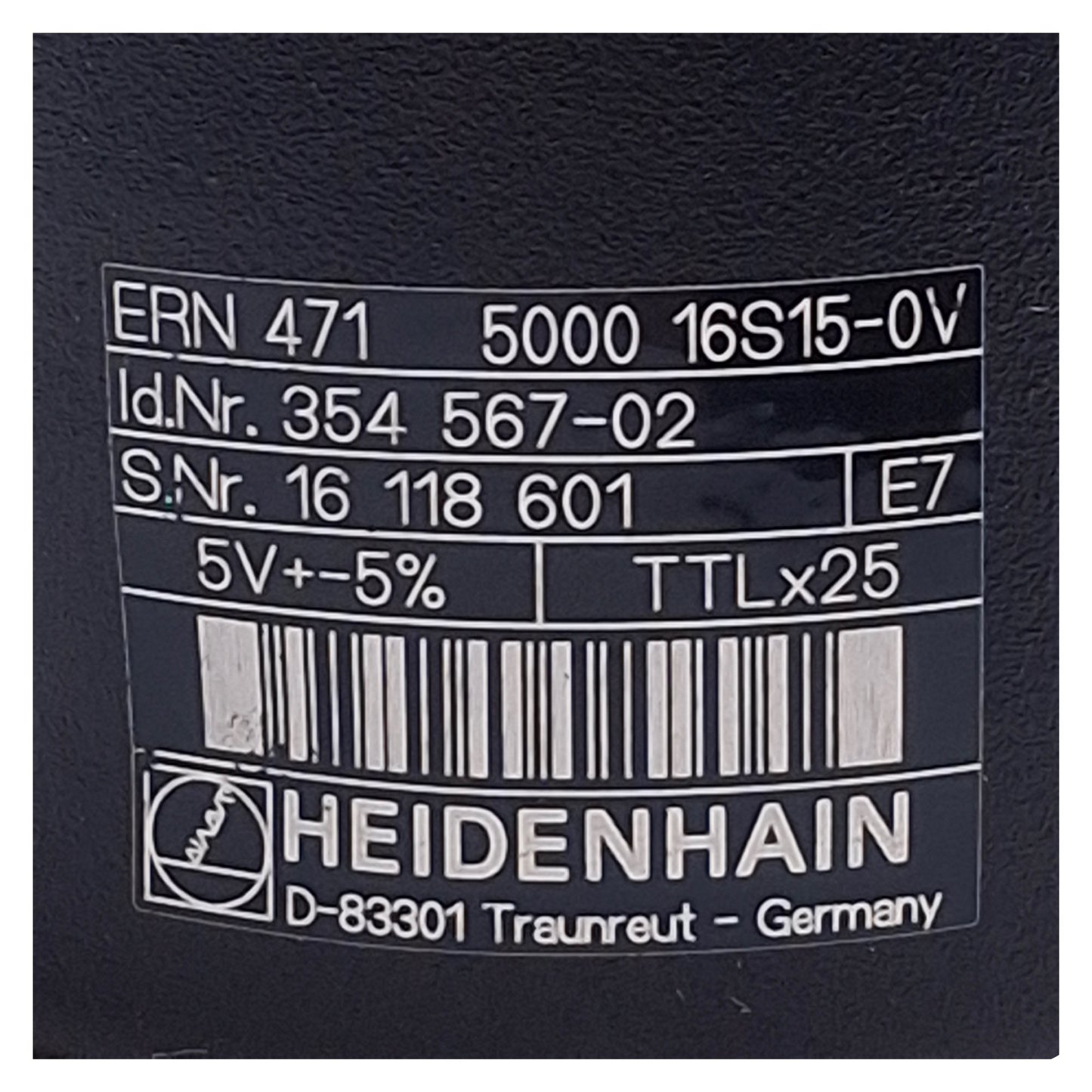 Used Heidenhain ERN 471 5000 16S15-0V Rotary Encoder 5V±5%, ø9mm Shaft, 1ft Cable