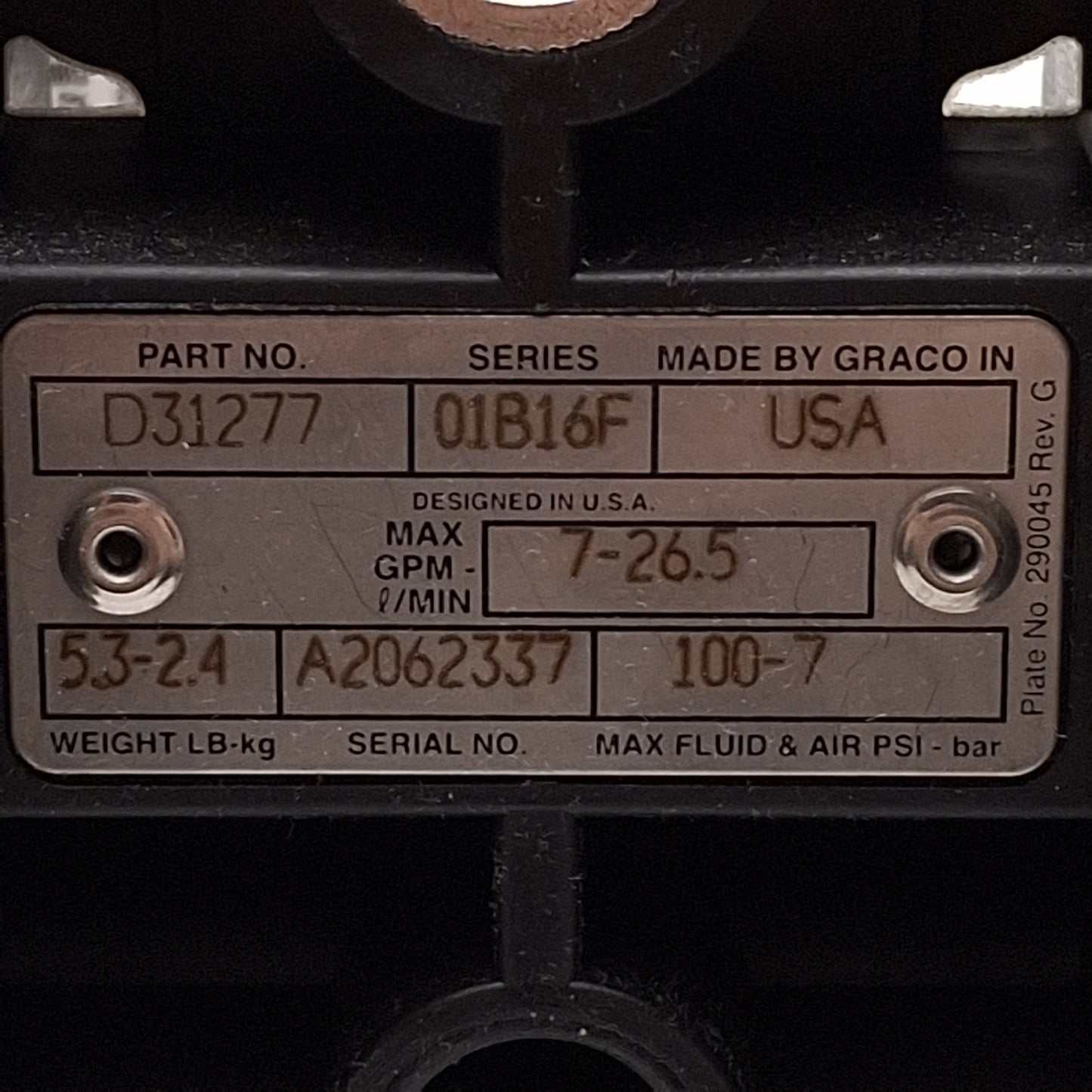 Used Graco D31277 Husky 307 Air Operated Diaphragm Pump, 7GPM, 100PSI, 3/8in NPT