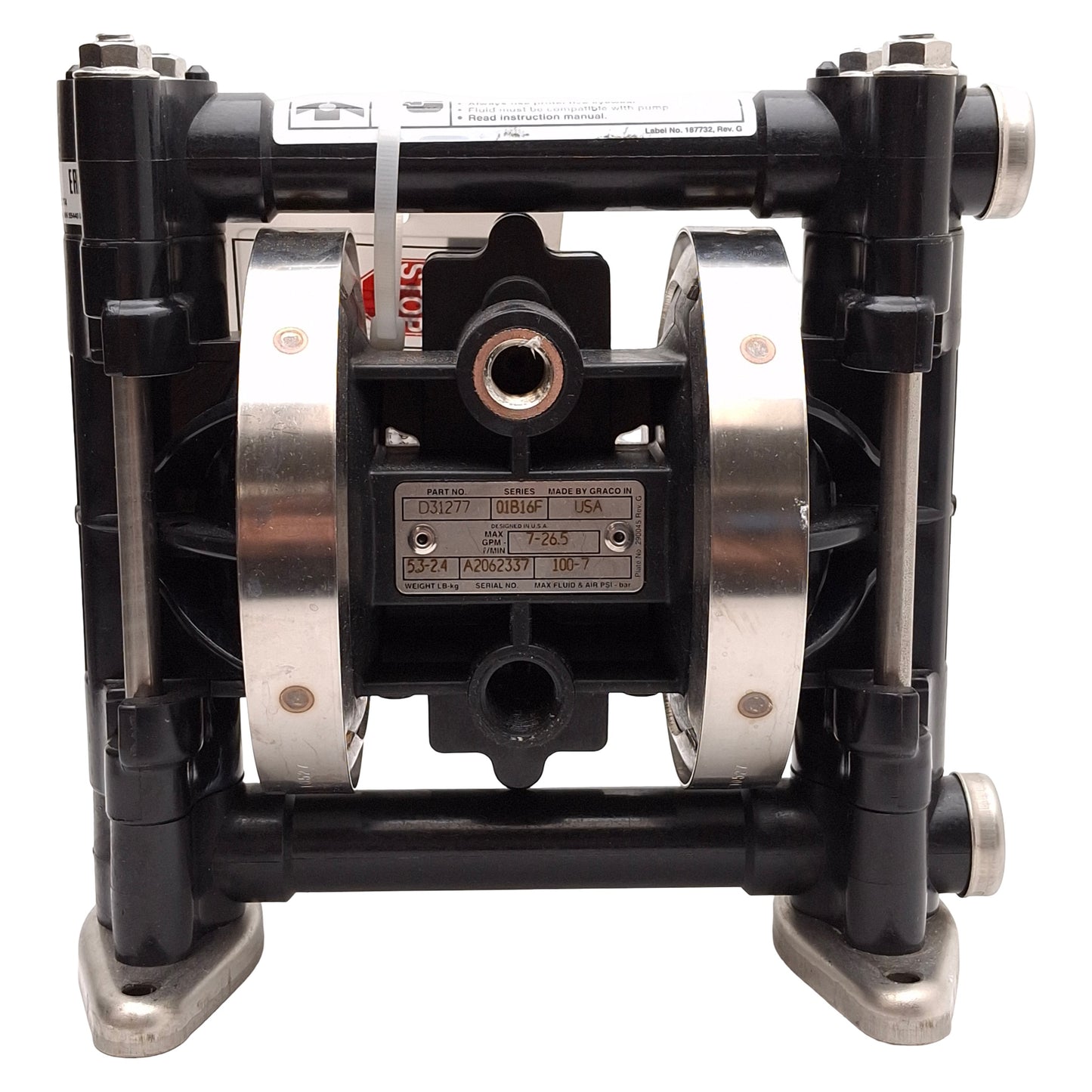 Used Graco D31277 Husky 307 Air Operated Diaphragm Pump, 7GPM, 100PSI, 3/8in NPT
