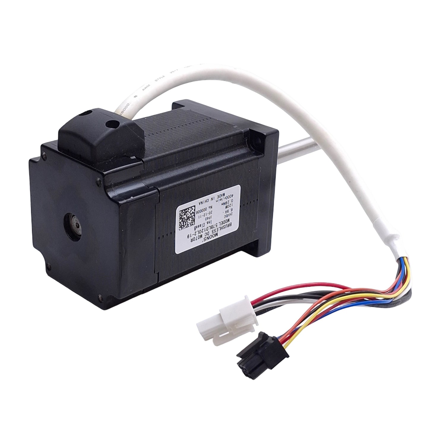 Used Moons 57BLD120L2-19 Brushless DC Motor, 24VDC 6.9A, 120W, 0.29Nm, 56mm Frame