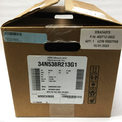 New Stratasys Baldor 400712-0002 F900 3D Printer Oven Blower Motor 115/230VAC 1/4HP