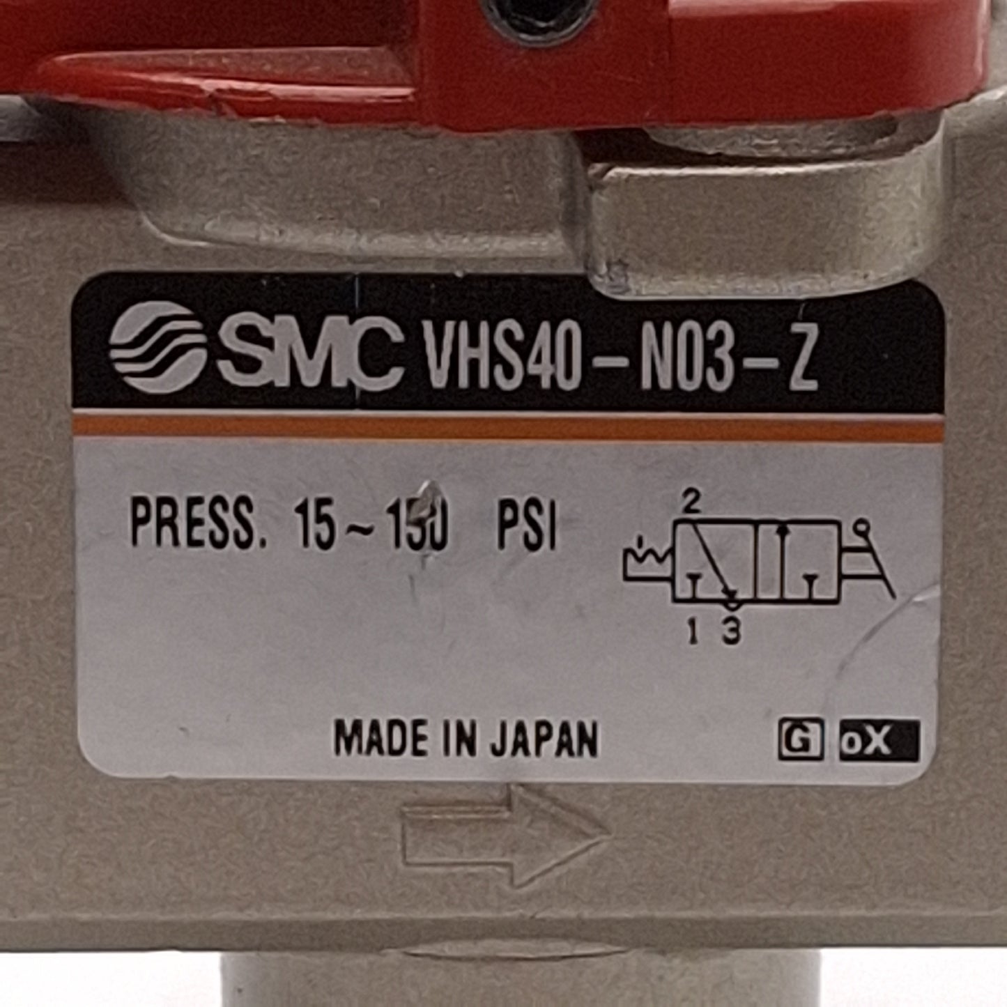 Used SMC VHS40-N03-Z Pressure Relief Lock-Out Valve, 3-Port, 15-150psi, 3/8in NPT