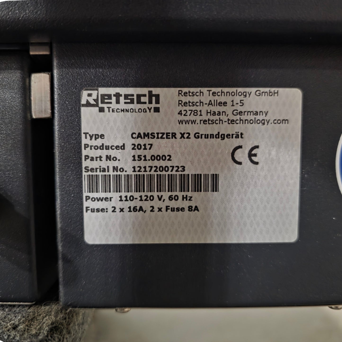 Used Retsch Camsizer X2 Particle Size And Shape Analyzer W/ X-Flow Module For Liquid