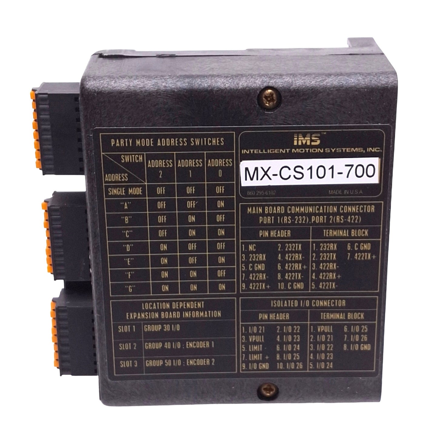 Used IMS MX-CS101-700 MicroLynx MicroStepping Motor Driver Controller, 5-24VDC 7A