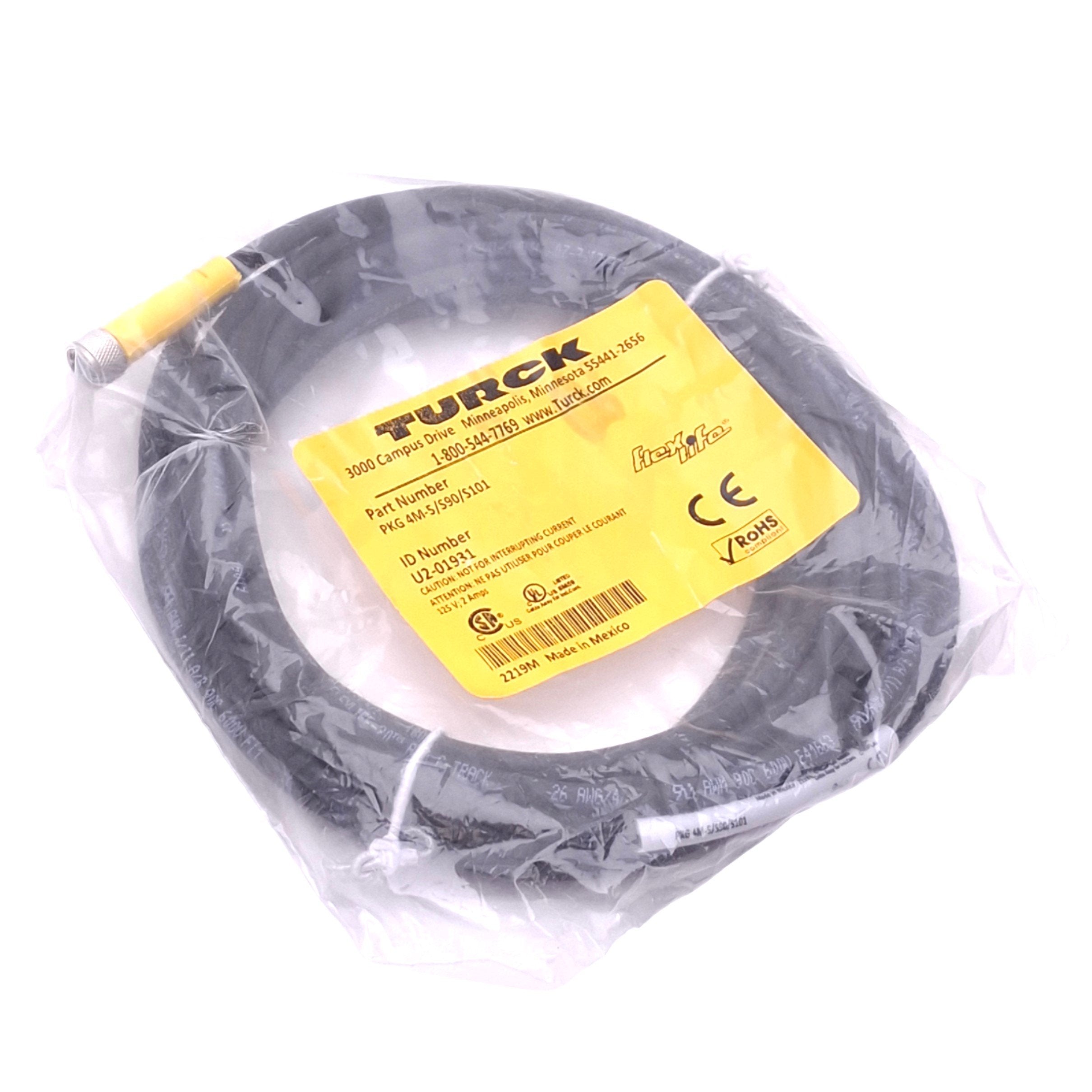 S90 Router Power Cable Turck PKG 4M-5/S90/S101 Flex Life Cable, M8 4-Pin Female, 125V 2A Max ...