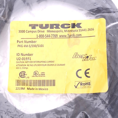New Turck PKG 4M-5/S90/S101 Flex Life Cable, M8 4-Pin Female, 125V 2A Max, 5m
