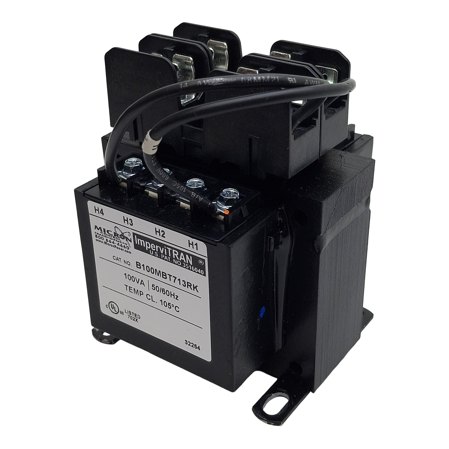 Used Micron B100MBT713RK Control Transformer, 100VA, 208/230/460V Pri, 24/115V Sec