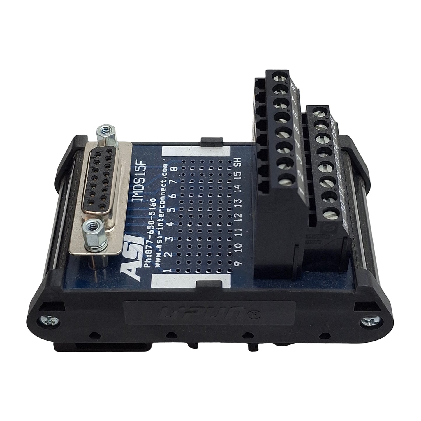 Used ASI IMDS15F Screw Terminal Block Interface Module to DB15 Female, 2.5A 120VAC