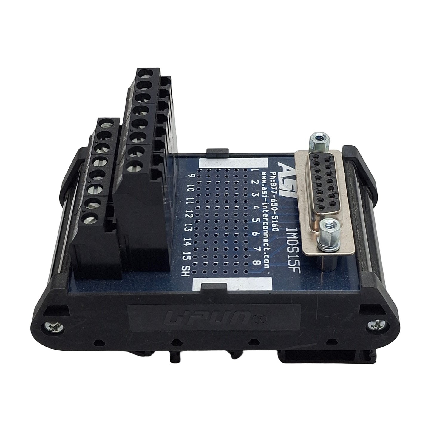 Used ASI IMDS15F Screw Terminal Block Interface Module to DB15 Female, 2.5A 120VAC
