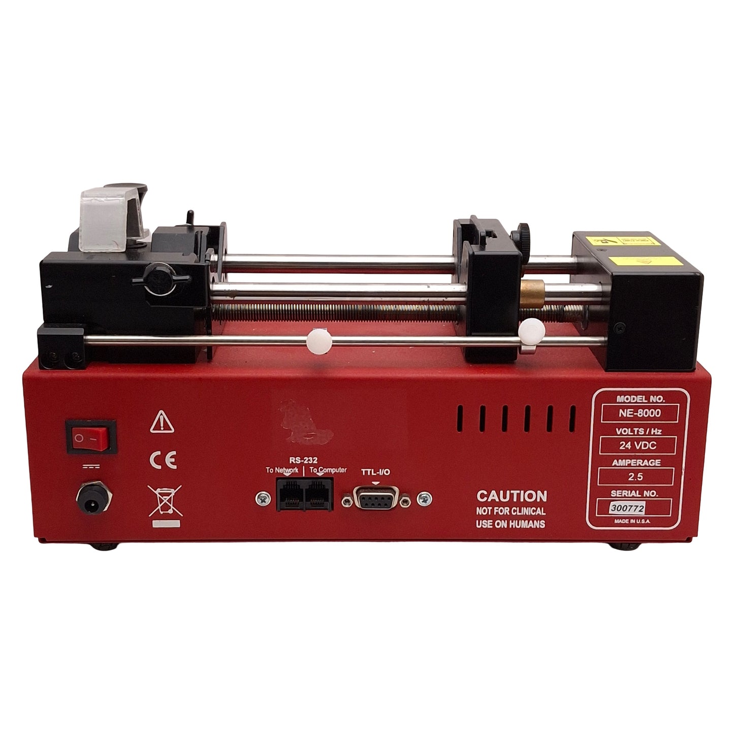 Used New Era NE-8000 Syringe Pump, 20rev/in, 140/200mL, 24VDC 2.5A *Clamp/Pump Light*