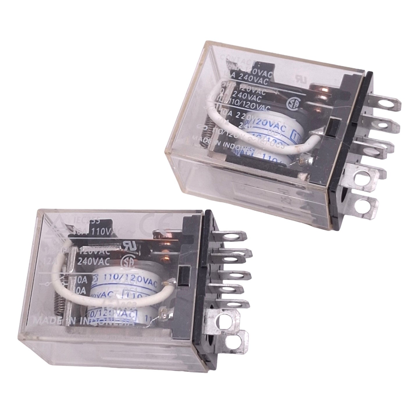 Used Lot of 2 Omron LY2 AC110/120 Ice Cube Relays, DPDT, 8-Pin, 110/120VAC Coil
