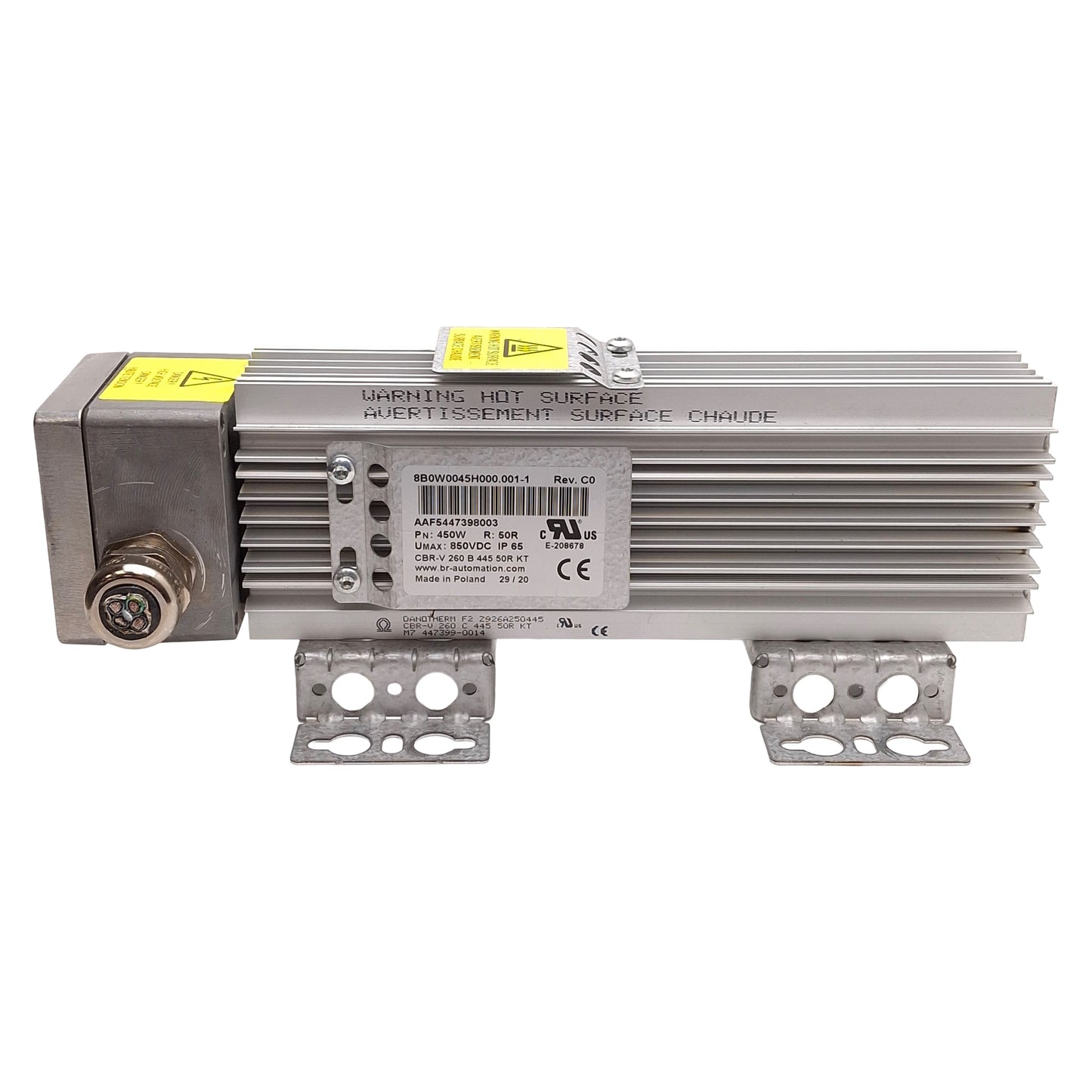 Used B&R 8B0W0045H000.001-1 Intrinsically Safe Braking Resistor, 450W, 50Ω, 850VDC