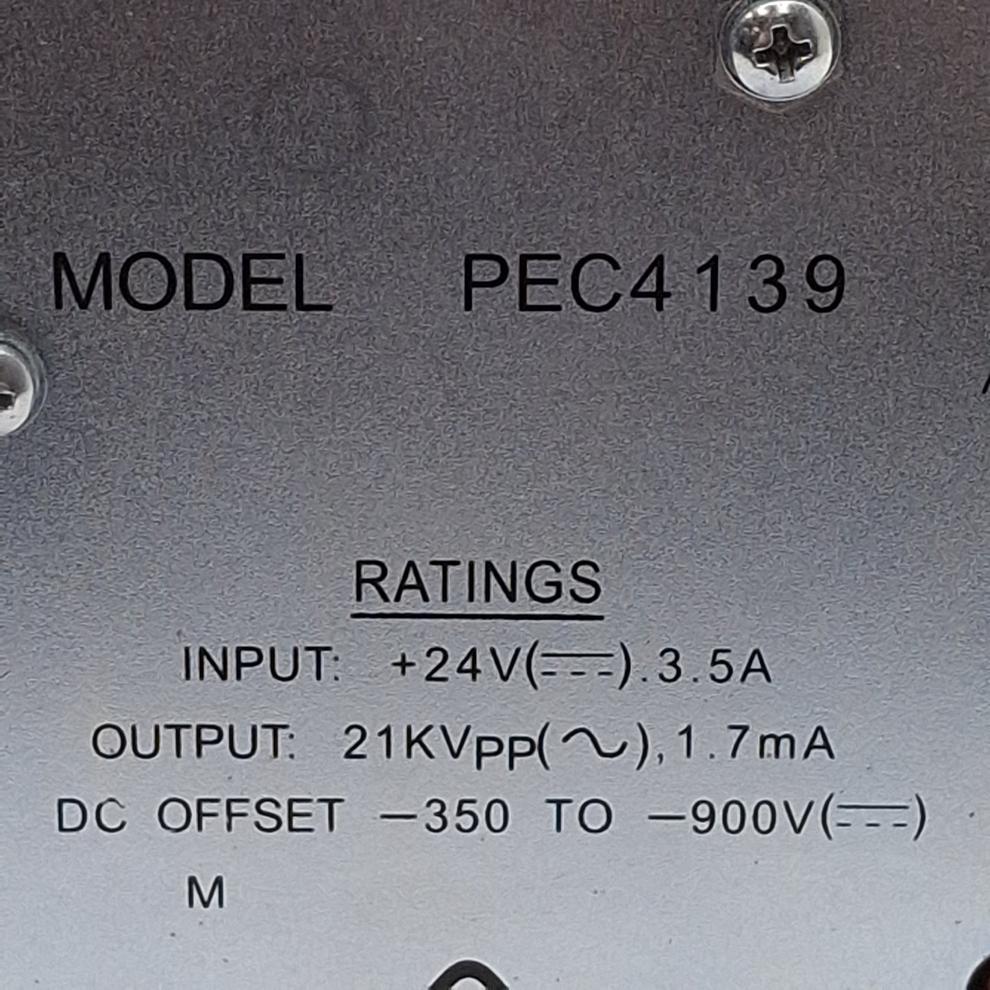 Used C&D Technologies PEC4139 Power Supply, 24VDC 3.5A Input, 21KVpp 1.7mA Output