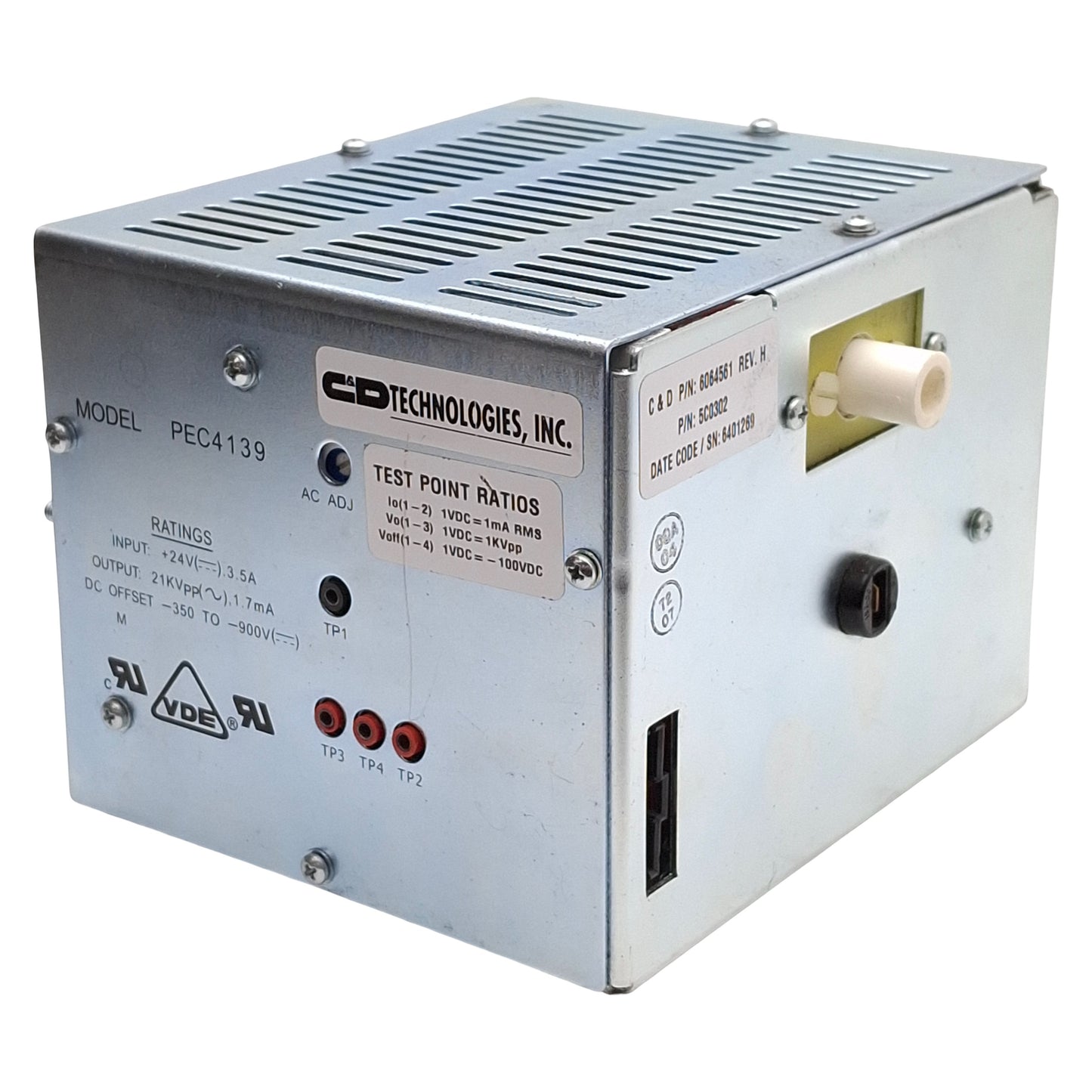Used C&D Technologies PEC4139 Power Supply, 24VDC 3.5A Input, 21KVpp 1.7mA Output