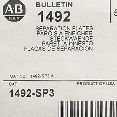 New Lot of 50 Allen Bradley 1492-SP3 Terminal Block Separation Plate, Gray