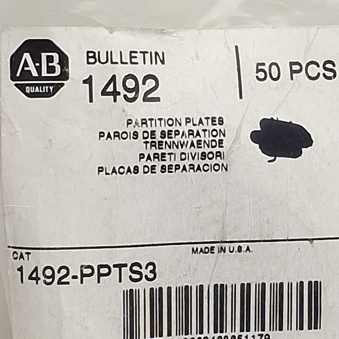 New Lot of 50 Allen Bradley 1492-PPTS3 Terminal Block Separation Plate, Beige