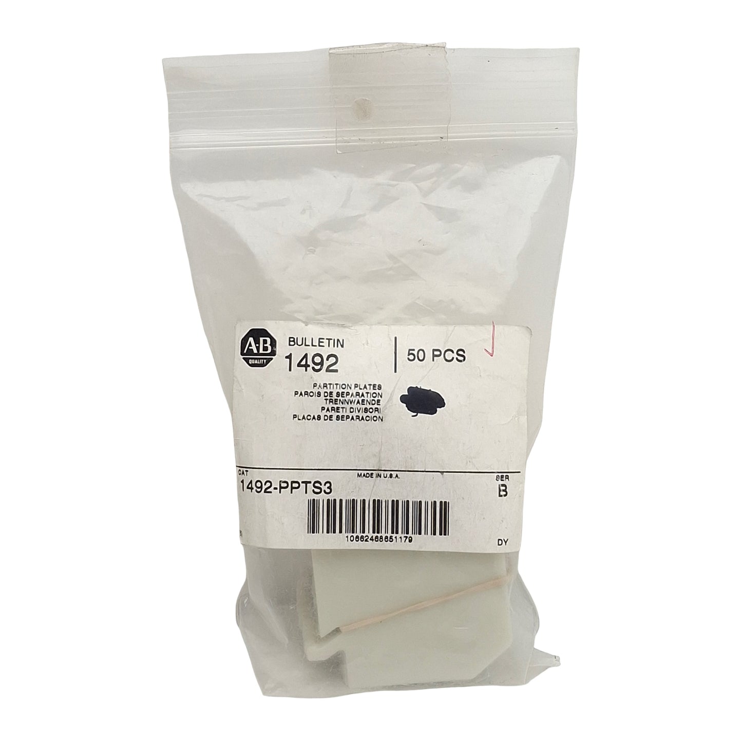 New Lot of 50 Allen Bradley 1492-PPTS3 Terminal Block Separation Plate, Beige